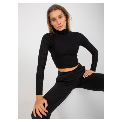 Black short turtleneck with viscose