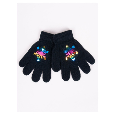 Yoclub Detské dievčenské päťprstové rukavice s hologramom RED-0068G-AA50-003