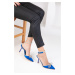 Soho Women's Sax Blue Satin Classic Heeled Shoes 18775