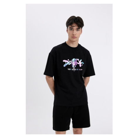 DEFACTO Comfort Fit Crew Neck Printed Short Sleeve T-Shirt