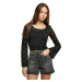 Women's Cropped Lace Longsleeve Black