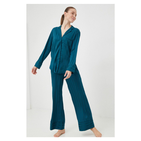 Pyžamová košeľa Abercrombie & Fitch dámska, zelená farba,