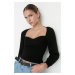 Trendyol Black Crop Heart Neck Knitwear Sweater