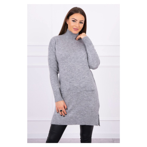 Sweater with stand-up collar grey