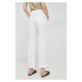 Ľanové nohavice Tommy Hilfiger biela farba, rovné, vysoký pás