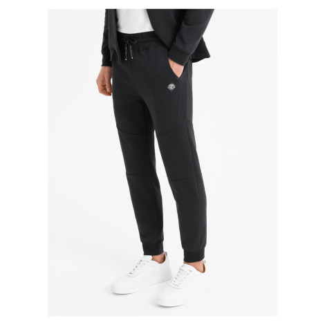 Ombre Men's sweatpants with ribbed cuffs and decorative zipper - black