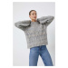 sveter s prímesou vlny United Colors of Benetton dámsky, šedá farba, teplý