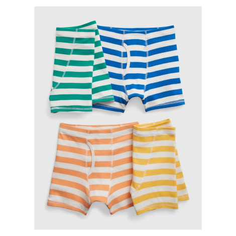 Sada štyroch chlapčenských pruhovaných boxerok v oranžovej, žltej, zelenej a modrej farbe GAP