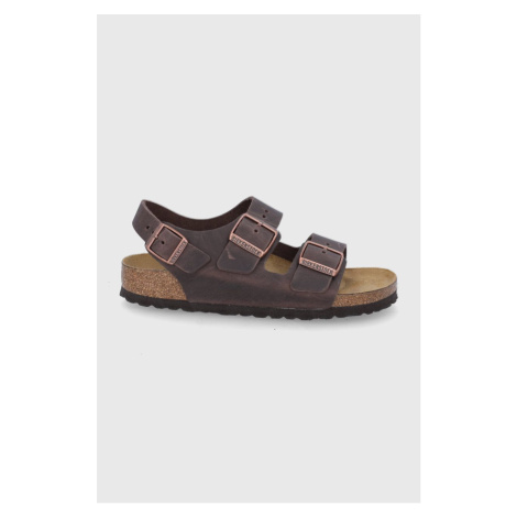 Kožené sandále Birkenstock Milano dámske, hnedá farba