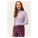 Olalook Women's Lilac Turtleneck Finger Detailed Lycra Blouse