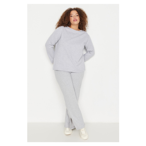 Trendyol Curve Gray Knitted Pajamas with Slits.