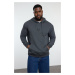 Trendyol Plus Size Anthracite Regular/Normal Cut Hooded Sweatshirt with Polar Fleece Inside