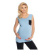 Modré tehotenské a dojčiace pyžamo s 3/4 nohavicami s brušným panelom a tričkom bez rukávov