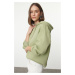 Trendyol Mint Oversize Thick Fleece Lined Hooded Knitted Sweatshirt