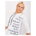 Cotton blouse ecru plus size with inscriptions