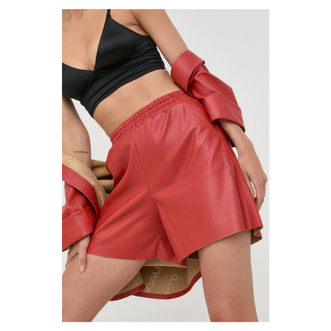 Šortky Karl Lagerfeld dámske, červená farba, jednofarebné, vysoký pás