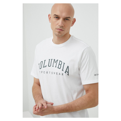 Bavlnené tričko Columbia Rockaway River biela farba, vzorované, 2022181