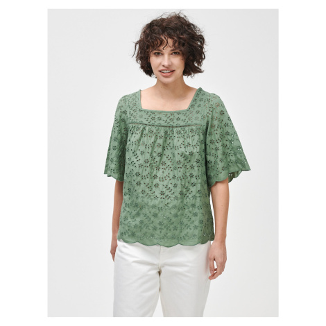 Top squareneck eyelet Zelená GAP