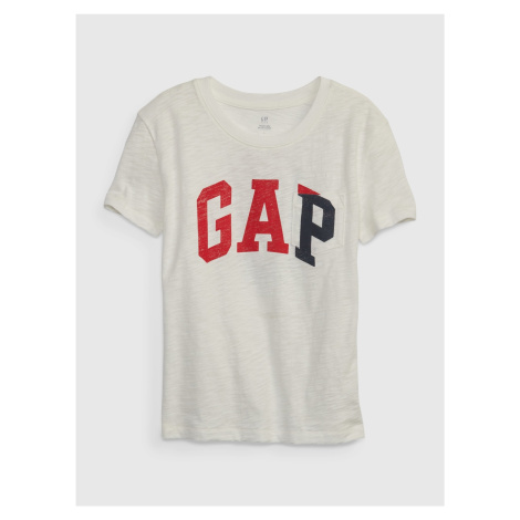 Biele dievčenské tričko organic logo GAP