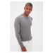 Trendyol Gray Slim Crew Neck Textured Knitwear Sweater