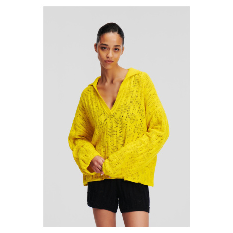 Sveter Karl Lagerfeld Monogram Knit Ls Sweater Blazing Yellow