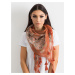 Light brown scarf with fringe and print