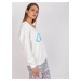 Ecru-blue oversized cotton sweatshirt with print