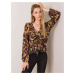 Brown and black blouse with print