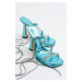 LuviShoes Women's Mezzo Metallic Baby Blue Heeled Sandals