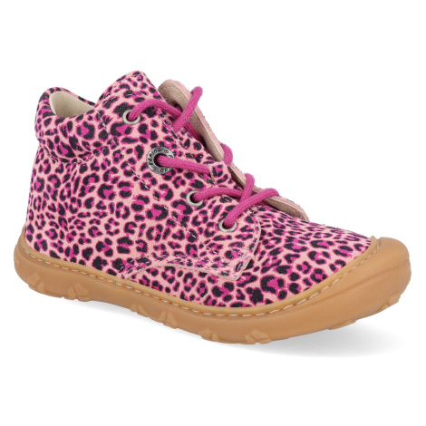 Barefoot dětské kotníkové boty Ricosta - Pepino Dots blush Leocino M růžové