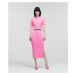 Šaty Karl Lagerfeld Sslv Knit Dress W/Logo Ružová