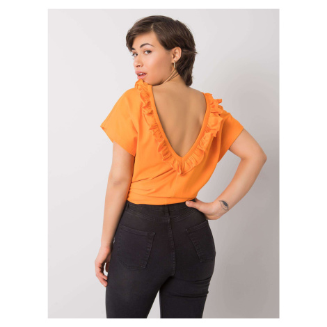 Orange blouse with neckline on the back