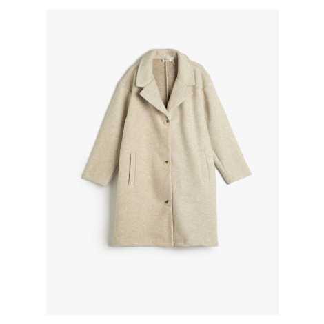 Koton Long Coat Button Closure with Pocket Detail