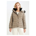 DEFACTO Waterproof Hooded Faux Fur Puffer Jacket