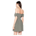 Olivové šaty s odhalenými ramenami VT055