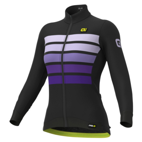 ALÉ Cyklistický dres s dlhým rukávom zimný - PR-R SOMBRA WOOL THERMO - čierna/fialová