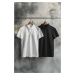 Trendyol Black-White 2 Pack Slim/Narrow Cut 100% Cotton Polo Neck T-Shirt