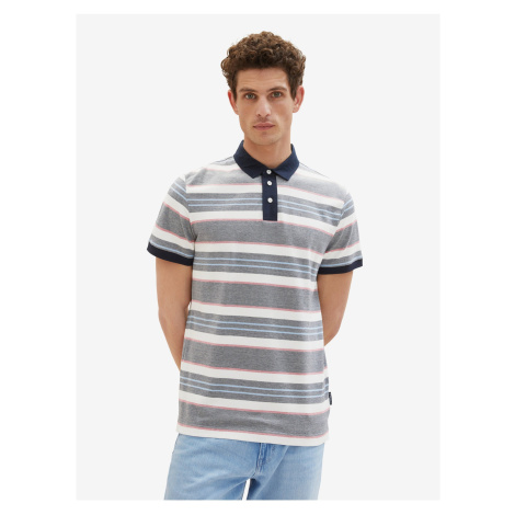 White and Grey Men's Striped Polo T-Shirt Tom Tailor - Men