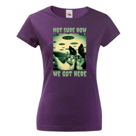 Dámské tričko Mačka a pes - vtipné tričko pre milovníkov zvierat