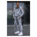 Madmext Gray Printed Hoodie and Tracksuit Set 5906