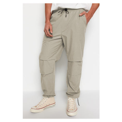 Trendyol Light Khaki Elastic Waist Tied Jogger Fit Baggy Parachute Pants