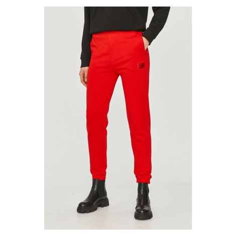 Nohavice Hugo dámske, červená farba, jednofarebné, 50455983 Hugo Boss