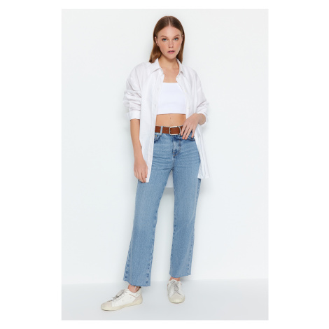 Trendyol Light Blue High Waist Straight Jean