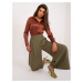 Khaki wide fabric pants