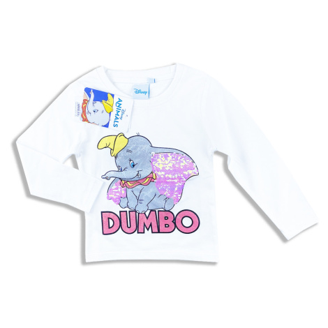 Dievčenské tričko s flitrami - Dumbo, biele Cactus Clone