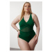 Trendyol Curve Emerald Green Mesh Detailed Swimsuit