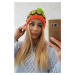 Women's cap Laila K283 orange neon + black + green neon