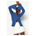 Trendyol Indigo Pleated and Buttoned Flare/Spanish Sleeve Knitted Shirt