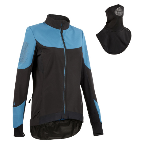 Dámska zimná bunda na horskú cyklistiku tyrkysovo-čierna ROCKRIDER