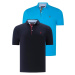 DUAL SET T8582 DEWBERRY MENS T-SHIRT-NAVY BLUE-DARK TURQUOISE